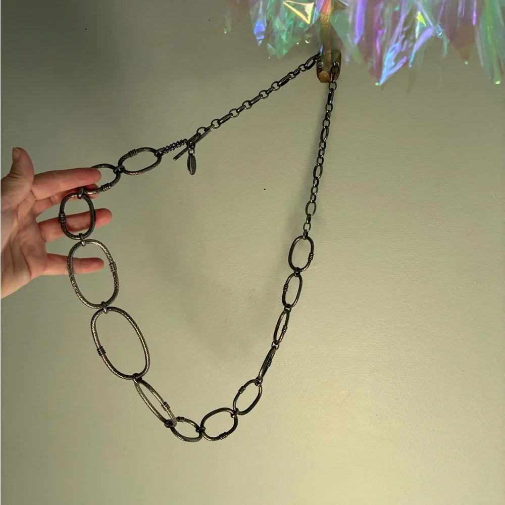 Y2K Whimsigoth Silver Toned Chain Link Slouchy Belt‎